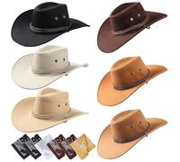 HzDazrl 12 pezzi cappelli da cowboy e bandane Bulk donne uomini cowgirl set roll up tesa larga cappello western con fazzoletto da collo, Stile A, Taglia unica