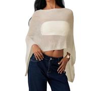 HzDazrl Camicie da donna in maglia trasparente irregolare, tinta unita, pullover sciolto estivo coprispalle maglione da spiaggia top, Giallo, Taglia unica