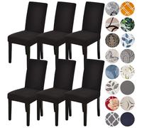 HZDHCLH - Coprisedia in tessuto elasticizzato, rimovibile e lavabile, per sala da pranzo, hotel, cerimonie (nero, 6 pezzi)