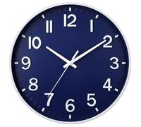 HZDHCLH Orologio da parete silenzioso, senza ticchettio, 25 cm, con numeri arabi, per ufficio, aula, casa, soggiorno, camera da letto (blu navy, 25 cm)