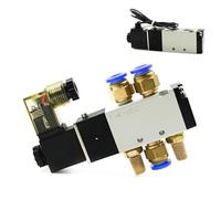 HZDXWXOJ 4V110-06 Elettrovalvola pneumatica da 1/8 Pollici Valvola a 5 Vie Porta 2 Posizioni Valvole magnetiche elettriche Aria Gas DC12V 24V 110 V220V Volt Bobina(Wire W 6mm Fittings,5V)