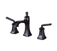 HZDXWXOJ Rubinetto del Bagno Rubinetti for lavabo a Tre Fori Neri Diffuso Ottone Retro Doppio Supporto Lavandino del Bagno Rubinetto for Acqua Deck torneira
