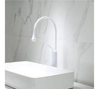 HZDXWXOJ Rubinetto del Bagno Rubinetto del Bacino Grigio Rubinetto del lavandino in Oro Spazzolato Caldo Freddo Rubinetto in Ottone Rubinetto della Cucina Girevole Lavello Gru dell'Acqua(Tall White)