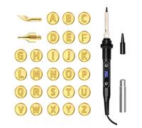 hzexun Kit Pirografia Legno,80W Portatile Kit Saldatore con stampo in rame per 26 lettere,Temperatura Regolabile180° C a 500°C,UtensiliElettrici,Intagliare,Bruciare,Goffrare