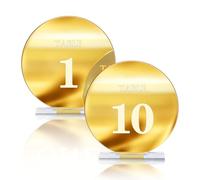 HZGUEOSTB Numeri da tavolo in acrilico da 1 a 10 con supporti, 12,2 cm, rotondi, a specchio, color oro, per ricevimenti di nozze, feste, eventi, decorazione centrotavola