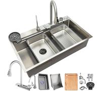 HZKSINNK Lavello da cucina 80 x 50 cm, in acciaio inox 304 spazzolato, con scolapiatti, sifone, scarico, 1 lavandino da incasso, rettangolare, grande bacino