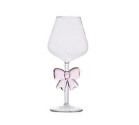 HZling Bicchieri di vetro con fiocco rosa, con base a fiocco, da donna, eleganti tazze da caffè ghiacciato Gla-ss trasparente, tazze da succo di frutta, latte, per matrimoni, feste, casa, vino Gla-ss