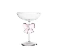 HZling Bicchieri di vetro con fiocco rosa, con base a fiocco, da donna, eleganti tazze da caffè ghiacciato Gla-ss trasparente, tazze da succo di frutta, latte, per matrimoni, feste, casa, vino Gla-ss
