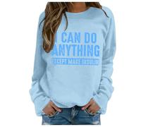 HZling Felpa a maniche lunghe da donna senza cappuccio Felpa con cappuccio stampata per la sensibilizzazione al mese della prevenzione della violenza fatta alle donne, Azzurro, XXL