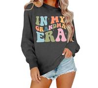 HZling Felpa ampia stampata senza cappuccio,Top casual per un uso quotidiano, maglione comodo ed elegante per abiti casual, grigio, XL