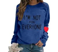 HZling Felpa da donna senza cappuccio con cappuccio a maniche lunghe e scollo rotondo per donna, casual, tinta unita, ampia, stampa Lettera I'm Not for Everyone, blu, XXL