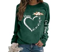 HZling Felpa da donna senza cappuccio con cappuccio a maniche lunghe e scollo rotondo per donna, casual, tinta unita, ampia, stampa Lettera I'm Not for Everyone, Verde scuro, M