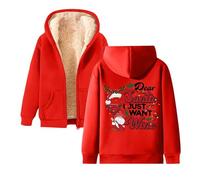 HZling Gilet da donna, felpa con cappuccio con zip e imbottita, divertente di Natale, con scritta in inglese "La signora Santa ti vede quando bevi, rosso, M