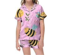 HZling Pigiama corto stampato con scollo a V per bambini, abbigliamento da notte confortevole per ragazzi e ragazze, uso quotidiano e domestico, elastico morbido(4-5 anni)