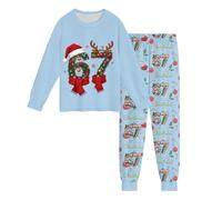HZling Vestito da camera per bambini a maniche lunghe per ragazzo, stampa festiva e confortevole, ideale per la casa. Abito da notte morbido e confortevole per bambini. (Light Blu,2-3 Anni)