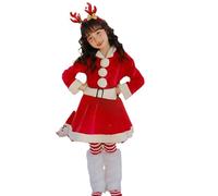HZling Vestito di Natale per bambina, abito di Natale per bambini, gonna rossa, per bambine e per la scuola materna, padre, maniche lunghe (rosso, 4-5 anni)