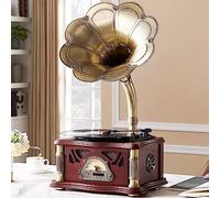 HZLSBL - Gramofono classico con uscita Bluetooth, Giradischi grammofono retrò per dischi in vinile da 7 pollici, 9 pollici, 12 pollici, 3 velocità, Hi-Fi, realizzato a mano da Pure Oak (Nogal)