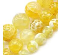 HZLXF1 Fuoco Giallo Naturale Agate AGATURE Onyx Pietra Rotonda Rotonda Perline distanziali for Gioielli for la creazione di Un Braccialetto di Collana Fai da Te 15 "/ Filo 6/8 / 10mm