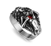 HZMAN Anelli gotici scuri da uomo e donna, stile vintage rosso con zirconia cubica per aprire il cuore, Zirconia cubica