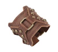 HZMAN Bracciale in pelle marrone per uomo grande metallo rame anello bracciale in vera pelle braccialetto regolabile 21,6 cm - 26,7 cm, Adjustable, Metallo, Senza pietra