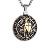 HZMAN Cavalieri Templari Indossare Tutta L'Armatura di Dio Efesini 6:13-17 Croce Rossa Design Collana in Acciaio Inox per Uomo Gioielli Regalo, Acciaio inossidabile, Nessuna pietra preziosa