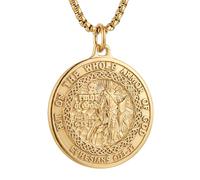 HZMAN Collana da uomo in acciaio inossidabile con croce rossa e scritta "Knights Templar put on the whole Armor of God" Efesini 6:13-17, Acciaio inossidabile, Nessuna pietra preziosa