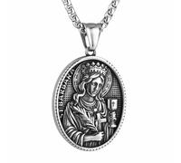 HZMAN Collana in acciaio inossidabile con San Giuseppe/Maria/Gesù, per uomo e donna, con medaglia cristiana, amuleto, gioiello regalo, Adult, Acciaio inossidabile, Non pietra preziosa