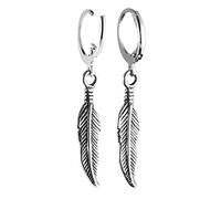 HZMAN Orecchini a cerchio in acciaio inox a forma di piuma, stile biker, ideali come regalo per Natale, Ringraziamento, Capodanno, matrimonio, Piccolo, Acciaio inossidabile, Non pietra preziosa