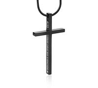 HZMAN Philippians 4:13 Collana con croce per uomo e donna, con dedica della Bibbia, in acciaio inox, con ciondolo a forma di croce, idea regalo, Grande, Acciaio inossidabile, Non pietra preziosa