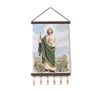 HZMAN Pittura di San Giuda in stile retrò, realizzata a mano, decorazione artistica da parete, immagine estetica di Cristo Taddeo per soggiorno e camera da letto, con cornice in legno, 43,2 x 30,5 cm