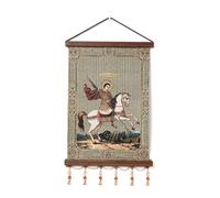 HZMAN Quadro artistico da parete in stile retrò con motivo cavaliere templare, realizzato a mano, immagine estetica medievale con crociato per soggiorno e camera da letto, con cornice in legno, 43,2 x