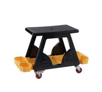 Hzoibyze Sgabello da Meccanico con Portaoggetti Salvaspazio Sgabello Pieghevole con Ruo Robusto per Dettagliatori Auto, Meccanici, Giallo