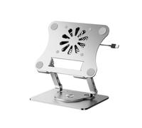 Hzoibyze Supporto di Raffreddamento per Laptop con Ventola Integrata E Dissipazione Del Calore Rialzo Ergonomico per Collo E Spalle Base Robusta E Antiscivolo, Argento, Pieghevole E Rotante