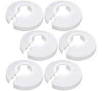 Hzopcw 6 piastre di copertura per bocchette, 16 mm, in plastica PP, colore bianco, flangia divisa per tubi, bagno, linea dell'acqua