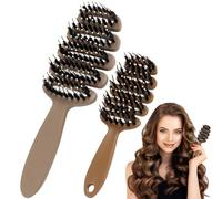 HZOUHONG 2 spazzole per capelli con setole di cinghiale, spazzola per capelli senza tirare, spazzola Detangler per uomo e donna, spazzola anti-crespo, adatta per tutti i tipi di capelli (marrone)