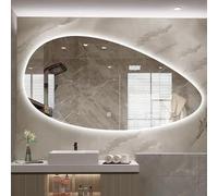 HZSCL 50x80cm, 60x90cm, 60x100cm, Specchio da Bagno LED A Forma di Goccia Irregolare, Specchio da Parete Antiappannamento, Smart Touch(3 Color,60x100cm)