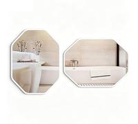 HZSCL Specchio Bagno, Specchio Trucco a Parete con Cornice in Alluminio, HD A Prova di Esplosione, Angoli Arrotondati, Impermeabile Antiruggine, Orizzontale Verticale(White,60x80cm)
