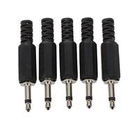 Hztuang 5 x Nero Plastica 3,5mm Maschio Mono Plug Jack Adattatore Audio Connettore