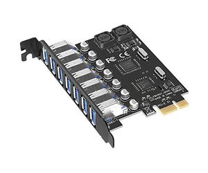 Hztuang Adattatore Scheda di Espansione PCI-E USB 3.0 7 Porte Adattatore Hub Controller Esterno Extender PCI-E Scheda PCI Express per Desktop