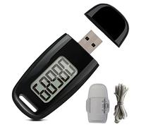 Hztuang Contapassi semplice, contapassi 3D per camminare, con batteria, ricaricabile, contapassi digitale, nero