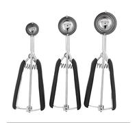 Hztyyier 3 Pezzi di Gelato Scoop Set Cookie in Acciaio Inossidabile Sferico Frutta con Sforzo Salvando il Design di Rimbalzo per Scavo di Frutta Gelato (BLACK)