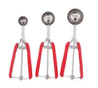 Hztyyier 3 Pezzi di Gelato Scoop Set Cookie in Acciaio Inossidabile Sferico Frutta con Sforzo Salvando il Design di Rimbalzo per Scavo di Frutta Gelato (rosso)