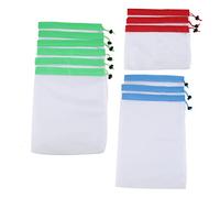 Hztyyier Borse in Maglia Riutilizzabile per Frutta e Verdura, Buste di Stoccaggio Durevoli per lo Shopping e Viaggi, 12 Pezzi Impostati in 3 Dimensioni, Rosso/verde/blu