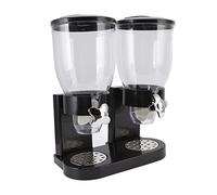 Hztyyier Distributore di Cibi a Secco ABS Dual Contenitore AirDight Funzionamento, Dispensatore di Cereali per Memoria da Cucina a capacità 7L, Operazione di Torsione Distribuzione Uniforme (BLACK)