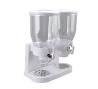 Hztyyier Distributore di Cibi a Secco ABS Dual Contenitore AirDight Funzionamento, Dispensatore di Cereali per Memoria da Cucina a capacità 7L, Operazione di Torsione Distribuzione Uniforme (WHITE)