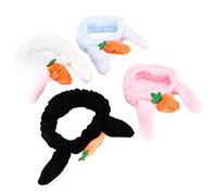 Hztyyier Fascia per Capelli con Orecchie Carine, Morbida Fascia per Capelli per Cosmetici, per Spa, Yoga, Bagno, Trucco - 4 Pezzi per Decorazioni per Feste di Pasqua [Tessuto, Bianco, Blu, Rosa]