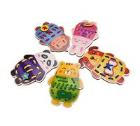 Hztyyier Giocattoli Fili di Filo per Animali in Legno Pedagogico per, Bella Forma di Cartone Animato, Migliora la Coordinazione Occhio-Mano, Adatto Ai Giochi di Famiglia