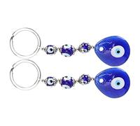 Hztyyier Lucky Eye Portachiavi Ornamento Gioielli 2 Pezzi Perline Occhi Azzurri Pendenti con Ciondoli Amuleto Turco Türkiye Decorazione Malocchio 2 Pezzi Ciondoli Crafts