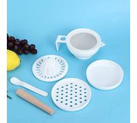 Hztyyier Masher per Alimenti per Bambini, 7 Pezzi/set di Strumenti di Macinazione del Piatto, Stoccaggio Comodo e Pasti Fatti in Casa per Bambini di età Superiore a 4 Mesi (Stampato)