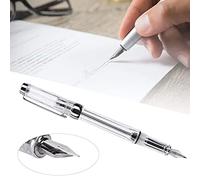 Hztyyier Penna stilografica di grande capacità Penna per scrittura business in metallo trasparente 0,5 mm Pennino fine Penna a sfera Penna gel Perfetta per uomo e donna(Bianco trasparente)